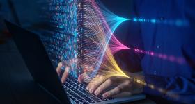 Researcher analyzing AI data